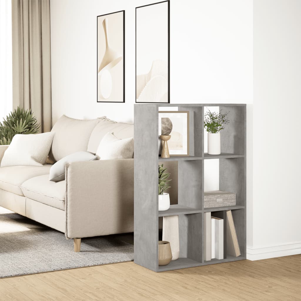 vidaXL Raumteiler-Bücherregal Betongrau 69,5x29x103,5 cm Holzwerkstoff