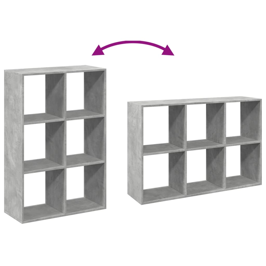 vidaXL Raumteiler-Bücherregal Betongrau 69,5x29x103,5 cm Holzwerkstoff
