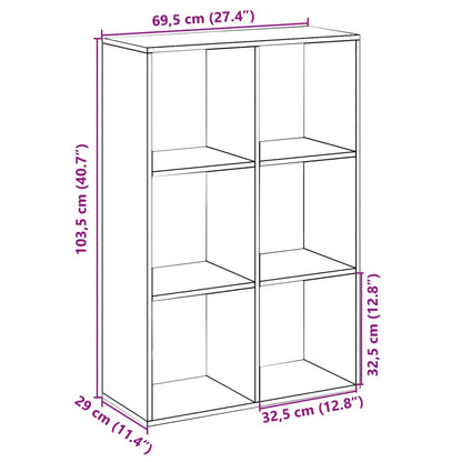 vidaXL Raumteiler-Bücherregal Betongrau 69,5x29x103,5 cm Holzwerkstoff