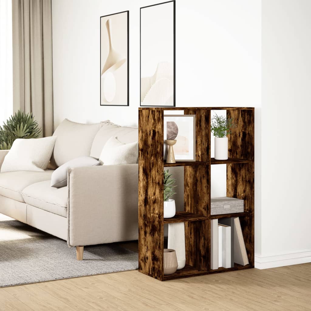 vidaXL Raumteiler-Bücherregal Räuchereiche 69,5x29x103,5 cm
