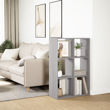 vidaXL Raumteiler-Bücherregal Grau Sonoma 69,5x29x103,5 cm