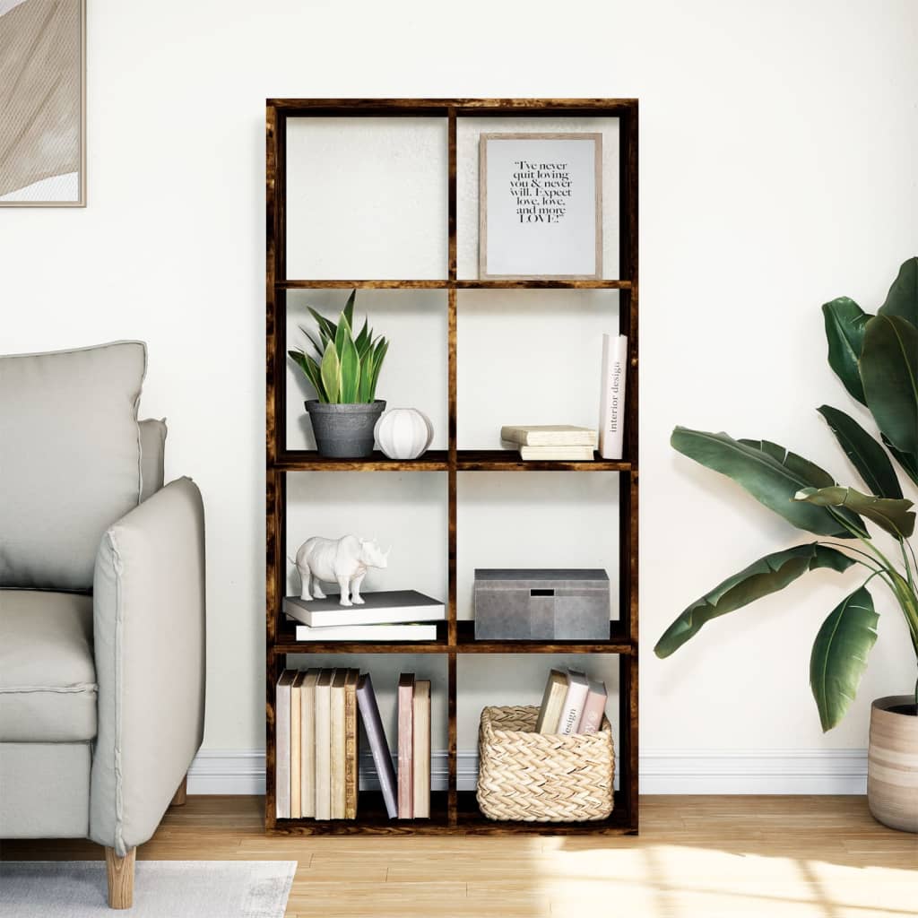vidaXL Raumteiler-Bücherregal Räuchereiche 69,5x29x137,5 cm