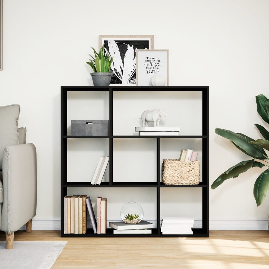vidaXL Raumteiler-Bücherregal Schwarz 102x29x103,5 cm Holzwerkstoff