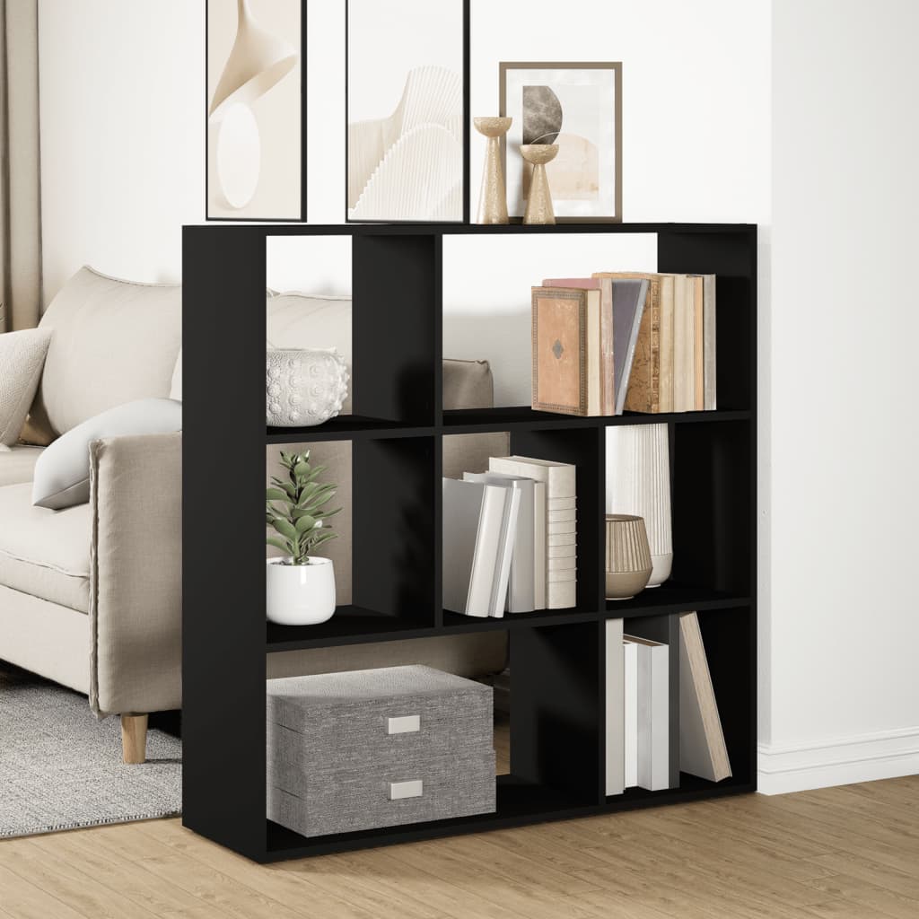 vidaXL Raumteiler-Bücherregal Schwarz 102x29x103,5 cm Holzwerkstoff