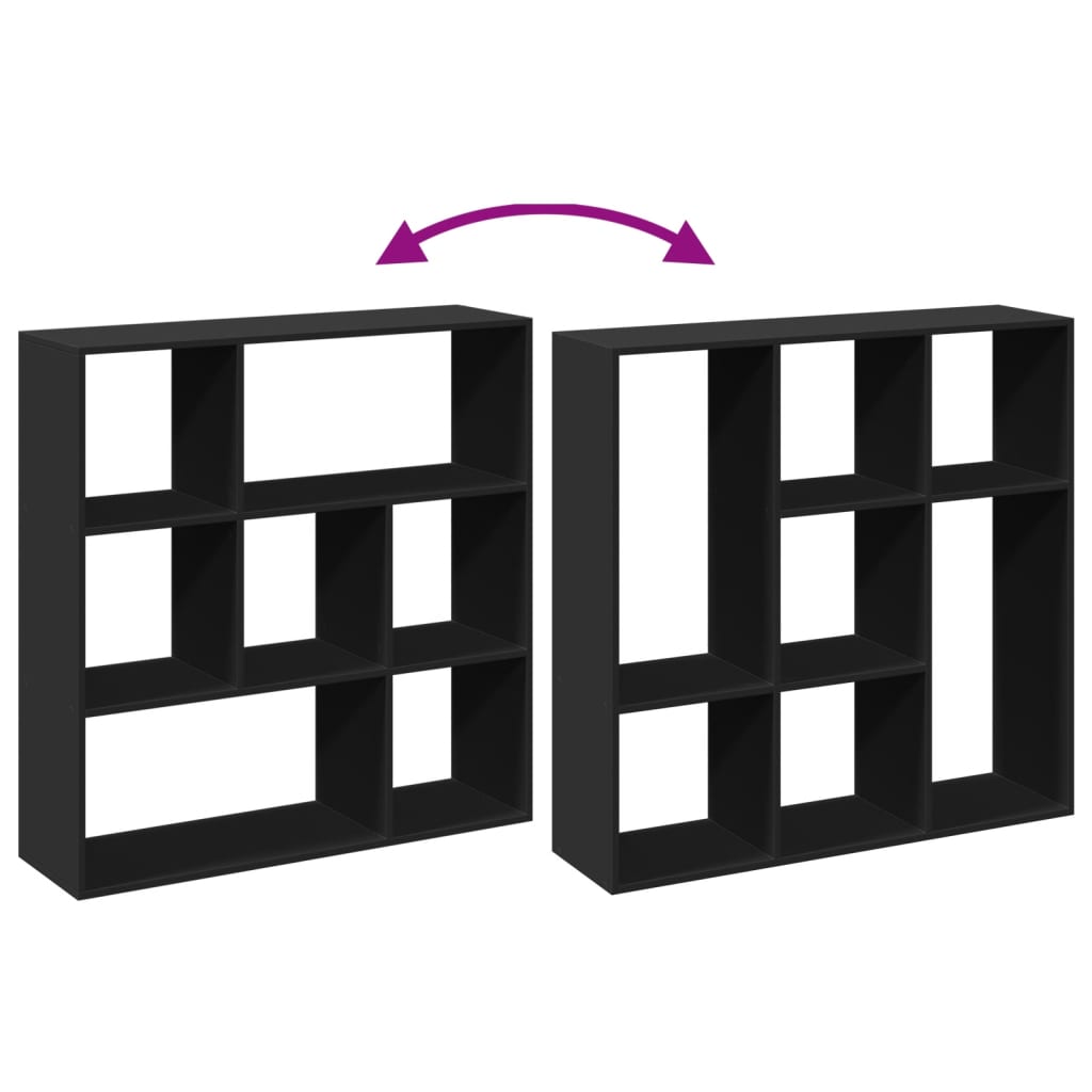 vidaXL Raumteiler-Bücherregal Schwarz 102x29x103,5 cm Holzwerkstoff