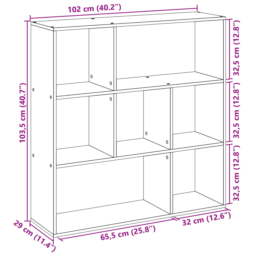 vidaXL Raumteiler-Bücherregal Schwarz 102x29x103,5 cm Holzwerkstoff