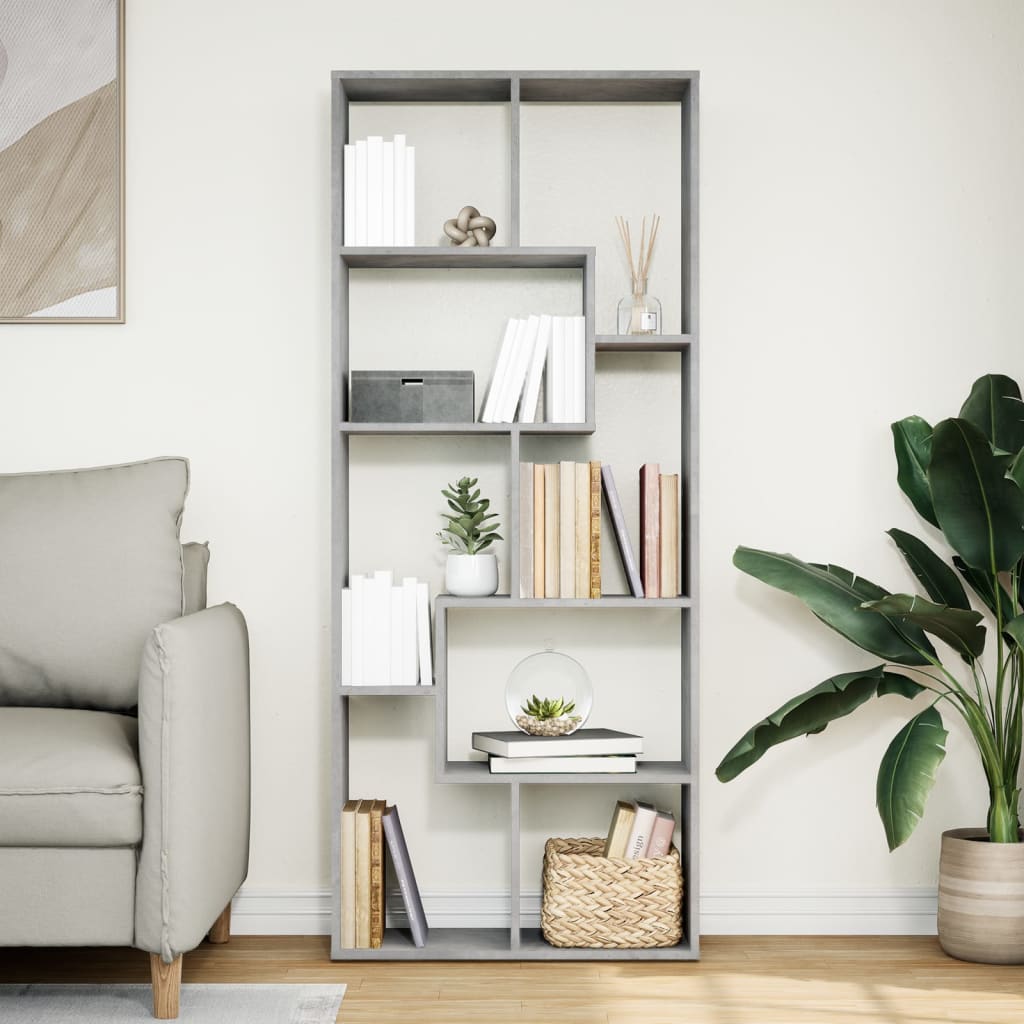 vidaXL Bibliothèque étagère de séparation Gris béton 67x25x161,5 cm Bois d'ingénierie