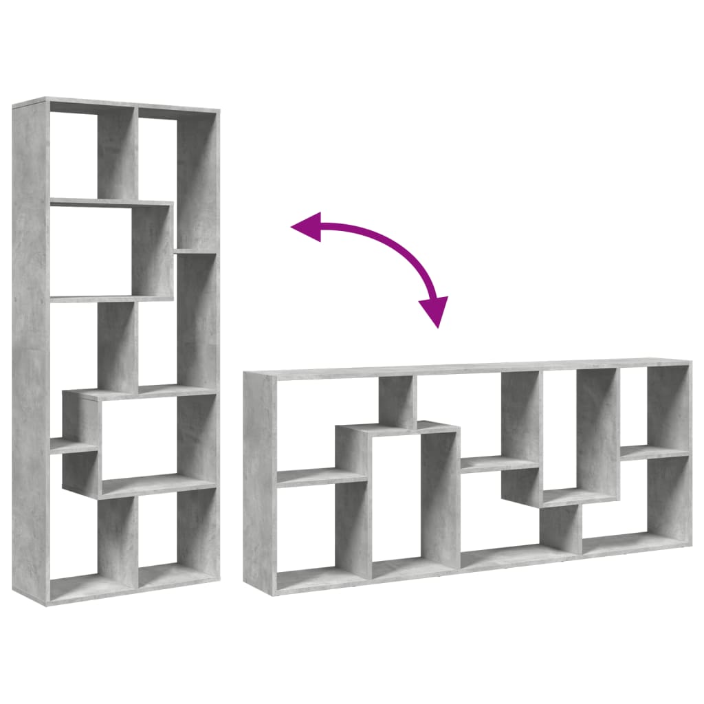 vidaXL Bibliothèque étagère de séparation Gris béton 67x25x161,5 cm Bois d'ingénierie