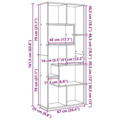 vidaXL Bibliothèque étagère de séparation Gris béton 67x25x161,5 cm Bois d'ingénierie