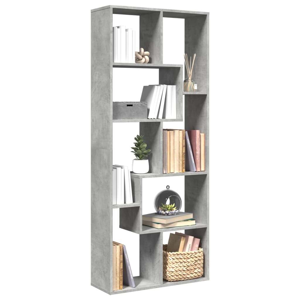 vidaXL Bibliothèque étagère de séparation Gris béton 67x25x161,5 cm Bois d'ingénierie