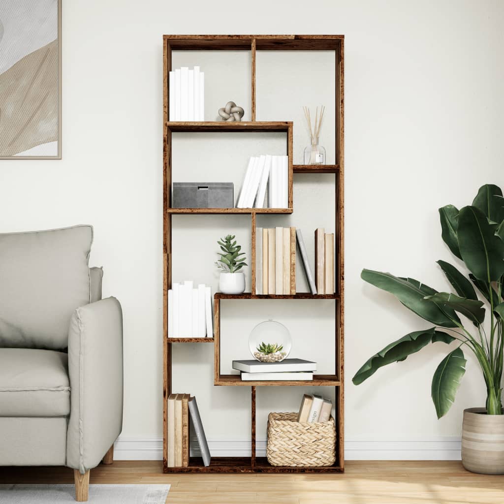 vidaXL Bibliothèque étagère de séparation aspect bois de récupération 67x25x161,5 cm