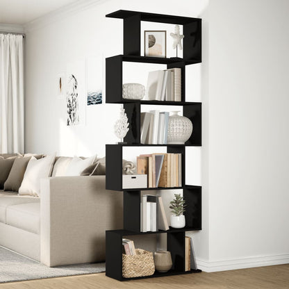 vidaXL Raumteiler-Bücherregal 6 Etagen Schwarz 70x24x193 cm