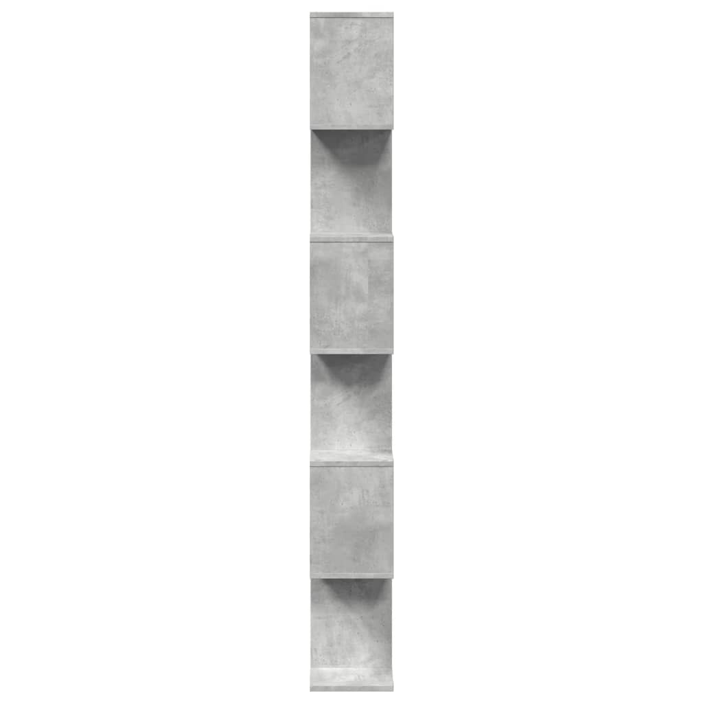 vidaXL Raumteiler-Bücherregal 6 Etagen Betongrau 70x24x193 cm