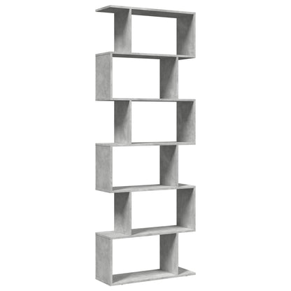 vidaXL Raumteiler-Bücherregal 6 Etagen Betongrau 70x24x193 cm