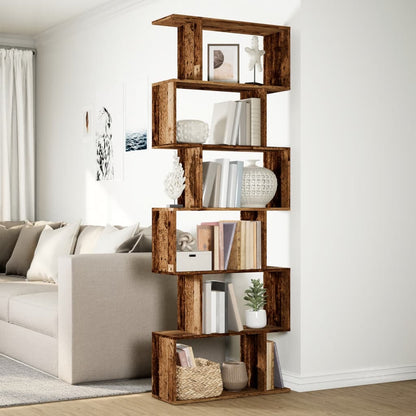 vidaXL Bibliothèque Séparateur de Pièce 6 Étages Aspect Bois de Récupération 70x24x193 cm