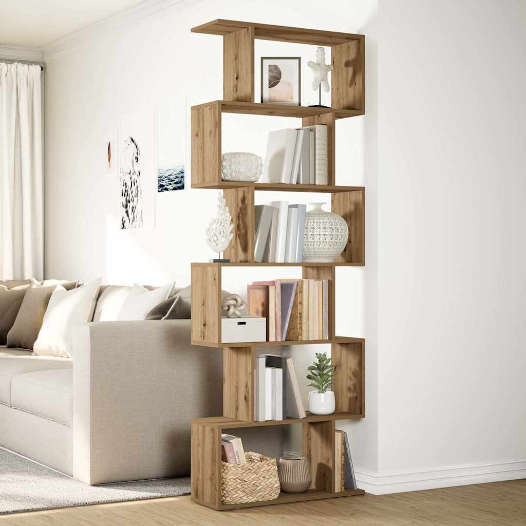 vidaXL Bibliothèque séparateur de pièce 6 étagères Chêne Artisan 70x24x193 cm