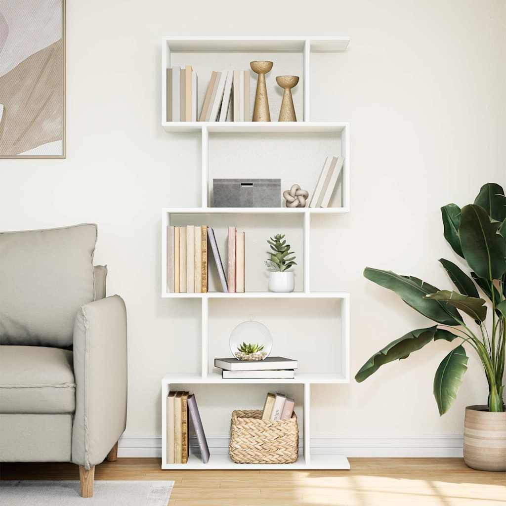 vidaXL Bibliothèque de séparation à 5 niveaux blanc 70x24x161 cm en bois d'ingénierie