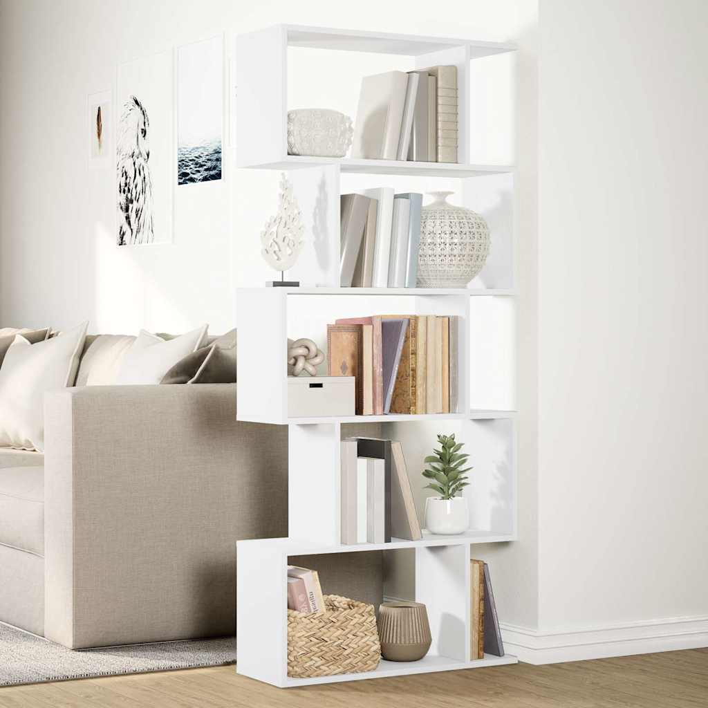 vidaXL Bibliothèque de séparation à 5 niveaux blanc 70x24x161 cm en bois d'ingénierie