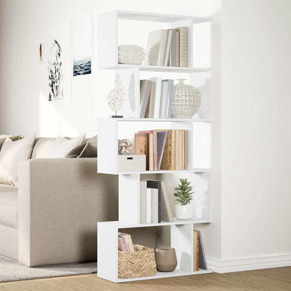 vidaXL Bibliothèque de séparation à 5 niveaux blanc 70x24x161 cm en bois d'ingénierie