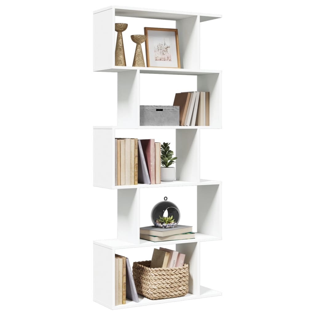 vidaXL Bibliothèque de séparation à 5 niveaux blanc 70x24x161 cm en bois d'ingénierie