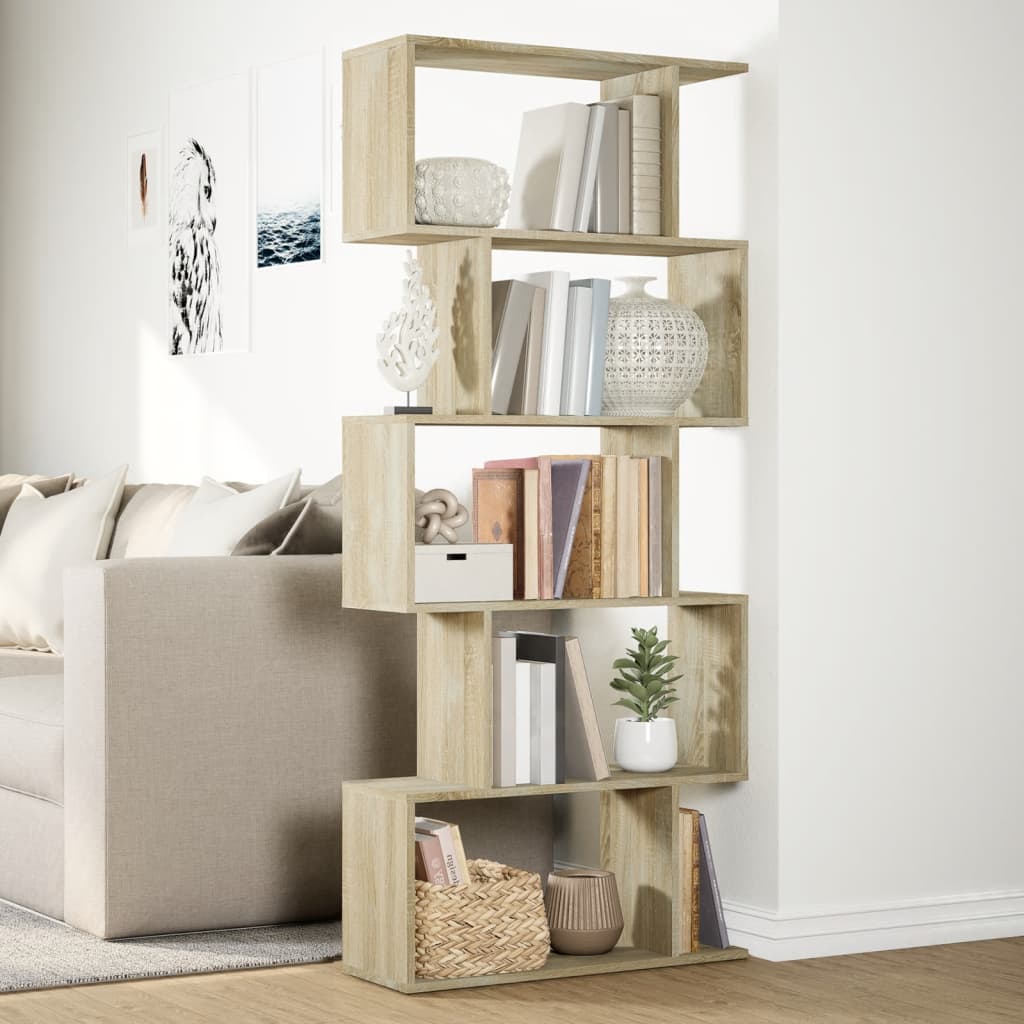 vidaXL Raumteiler-Bücherregal 5 Etagen Sonoma-Eiche 70x24x161 cm