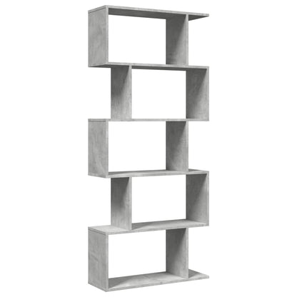 vidaXL Raumteiler-Bücherregal 5 Etagen Betongrau 70x24x161 cm