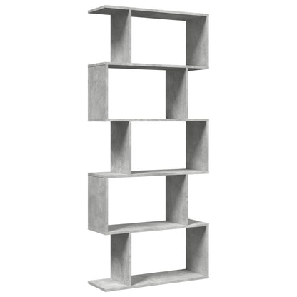 vidaXL Raumteiler-Bücherregal 5 Etagen Betongrau 70x24x161 cm