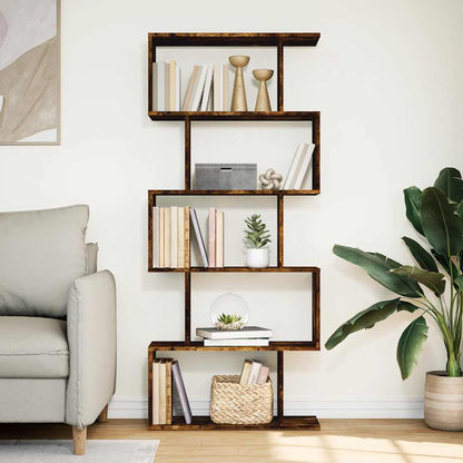 vidaXL Raumteiler-Bücherregal 5 Etagen Räuchereiche 70x24x161 cm