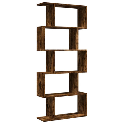 vidaXL Raumteiler-Bücherregal 5 Etagen Räuchereiche 70x24x161 cm