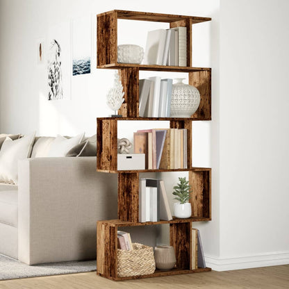 vidaXL Bibliothèque séparateur de pièce à 5 niveaux, aspect bois de récupération 70x24x161 cm
