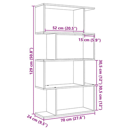 vidaXL Raumteiler Bücherregal 4-stufig Weiß 70x24x129 cm Holzwerkstoff