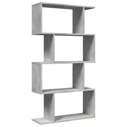 vidaXL Raumteiler-Bücherregal 4 Böden Betongrau 70x24x129 cm