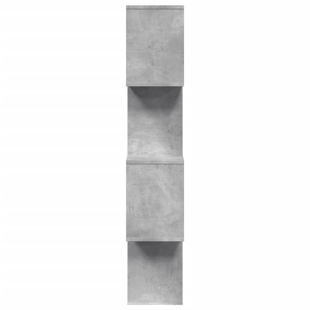 vidaXL Raumteiler-Bücherregal 4 Böden Betongrau 70x24x129 cm