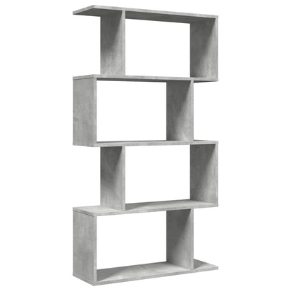 vidaXL Raumteiler-Bücherregal 4 Böden Betongrau 70x24x129 cm