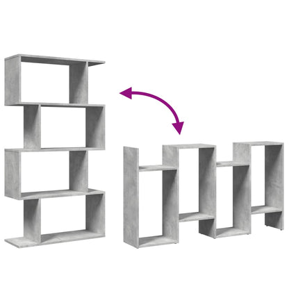 vidaXL Raumteiler-Bücherregal 4 Böden Betongrau 70x24x129 cm