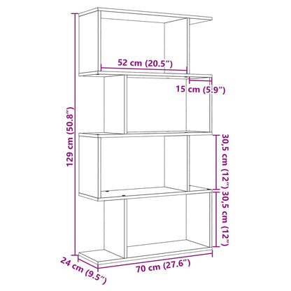 vidaXL Raumteiler-Bücherregal 4 Böden Betongrau 70x24x129 cm