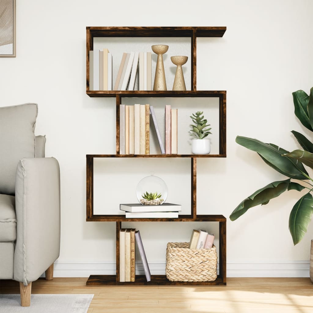 vidaXL Bibliothèque-Séparateur de pièce 4 étagères Chêne fumé 70x24x129 cm