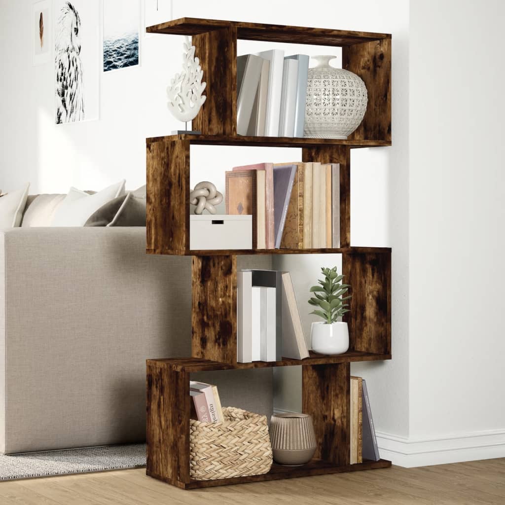 vidaXL Bibliothèque-Séparateur de pièce 4 étagères Chêne fumé 70x24x129 cm
