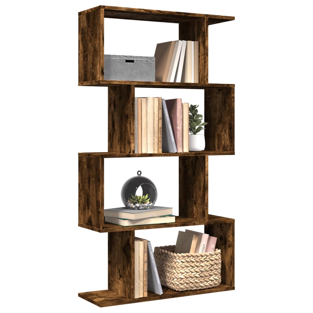 vidaXL Bibliothèque-Séparateur de pièce 4 étagères Chêne fumé 70x24x129 cm