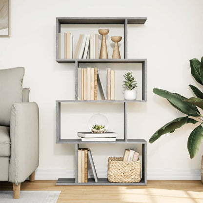 vidaXL Raumteiler-Bücherregal 4 Böden Grau Sonoma 70x24x129 cm