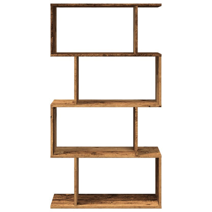 vidaXL Raumteiler-Bücherregal 4 Böden Altholz-Optik 70x24x129 cm