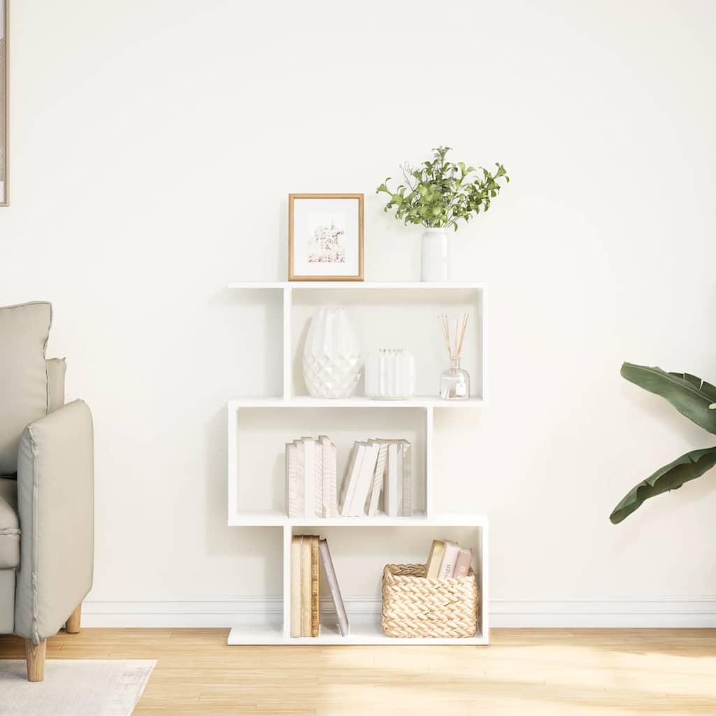 vidaXL Raumteiler Bücherregal 3-stufig Weiß 70x24x97 cm Holzwerkstoff