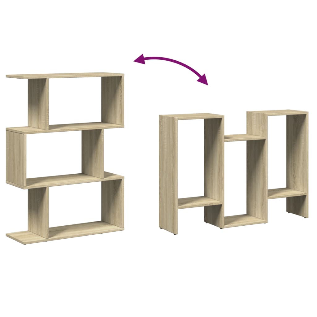 vidaXL Raumteiler-Bücherregal 3 Fächer Sonoma-Eiche 70x24x97 cm