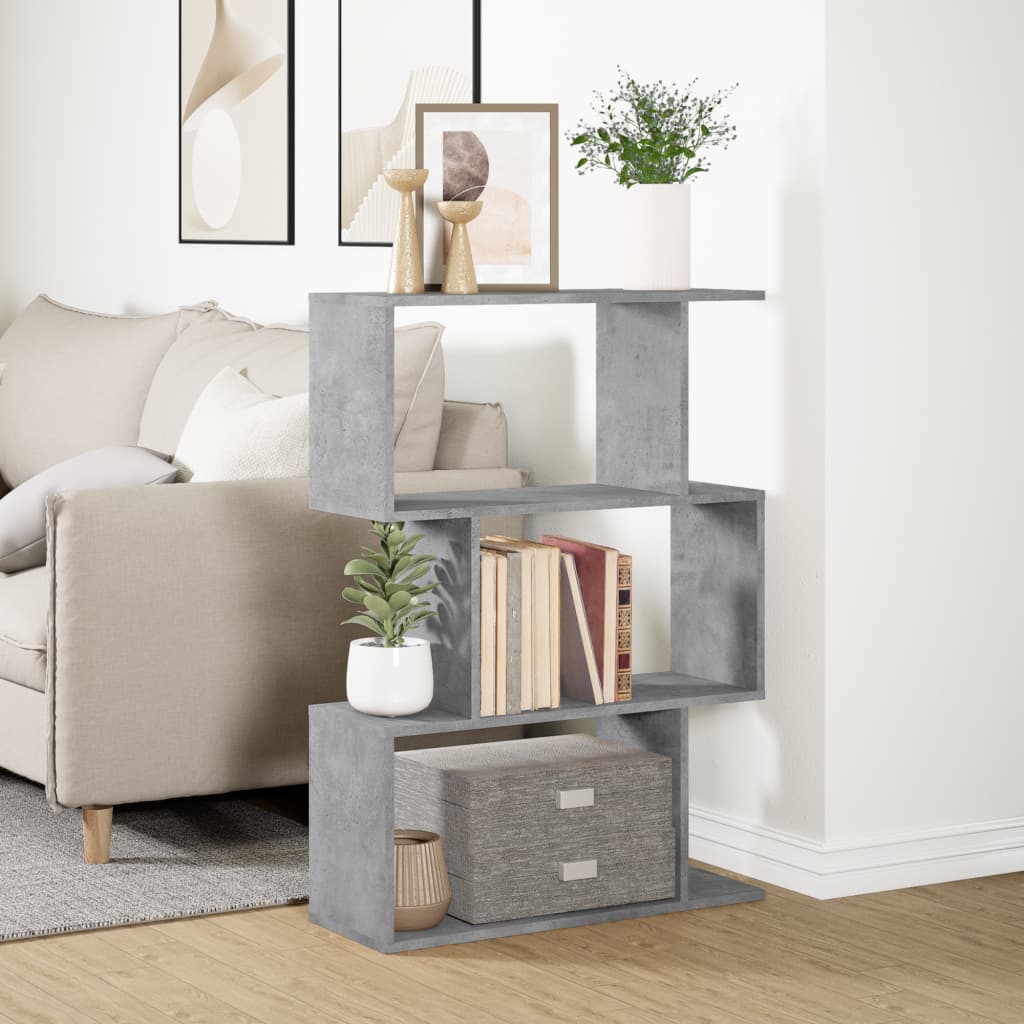 vidaXL Étagère de séparation de pièce 3 compartiments gris béton 70x24x97 cm