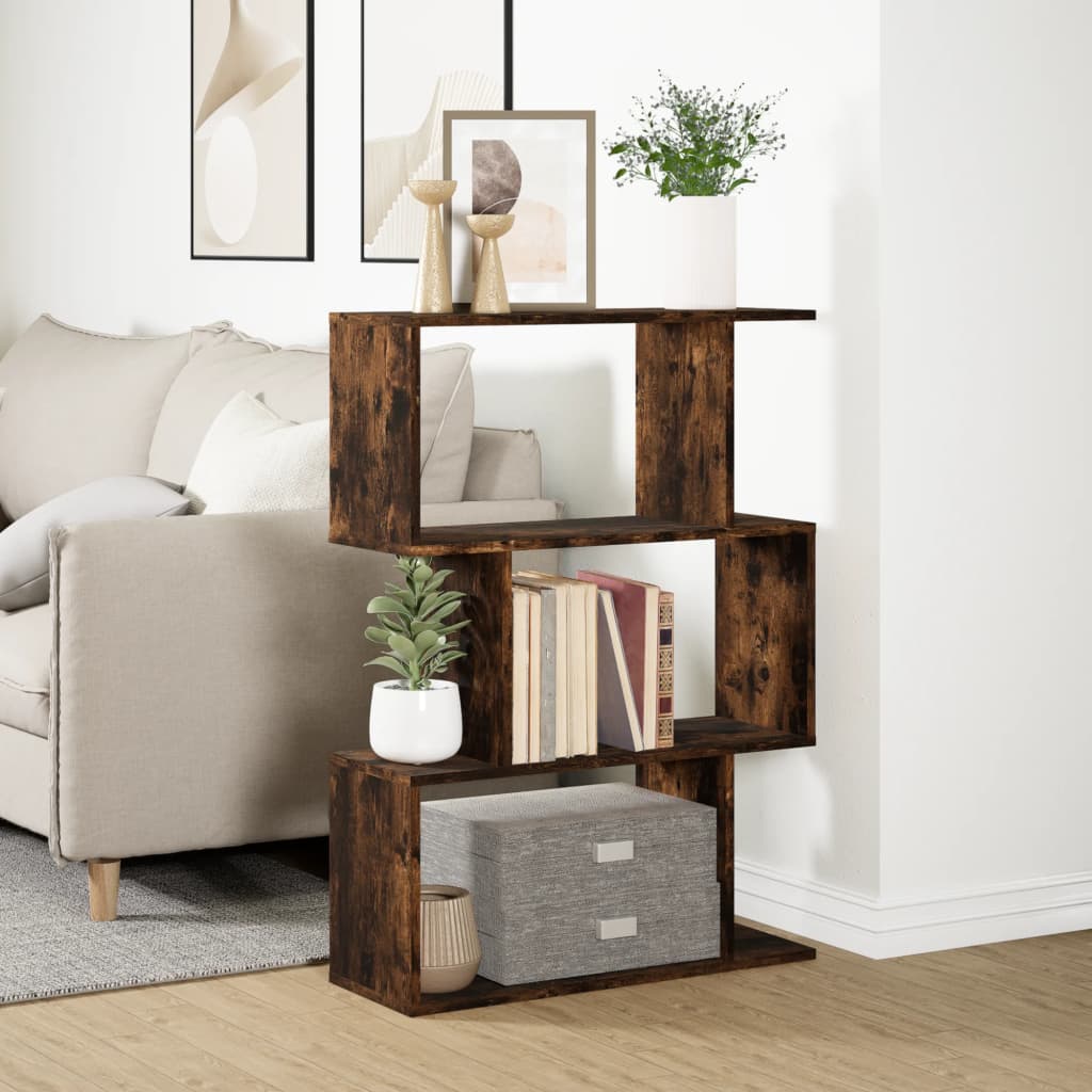 vidaXL Bibliothèque-Séparateur de pièce 3 Compartiments Chêne Fumée 70x24x97 cm