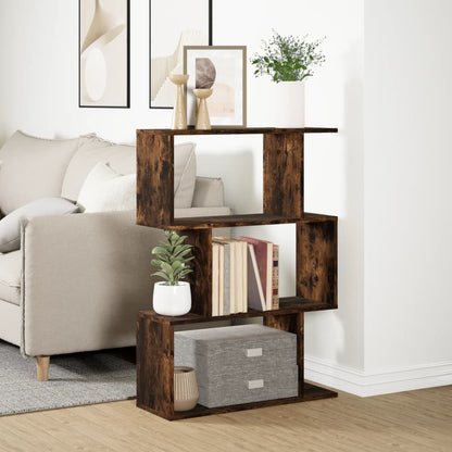 vidaXL Bibliothèque-Séparateur de pièce 3 Compartiments Chêne Fumée 70x24x97 cm