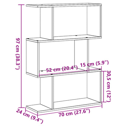 vidaXL Bibliothèque-Séparateur de pièce 3 Compartiments Chêne Fumée 70x24x97 cm
