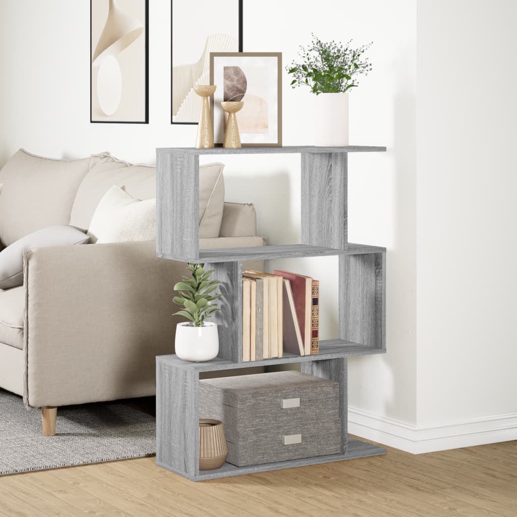 vidaXL Bibliothèque-Séparateur de Pièce 3 Compartiments Gris Sonoma 70x24x97 cm