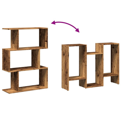 vidaXL Raumteiler-Bücherregal 3 Fächer Altholz-Optik 70x24x97 cm