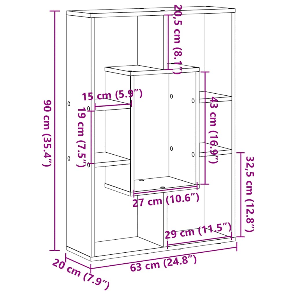 vidaXL Bücherregal Weiß 63 x 20 x 90 cm Holzwerkstoff